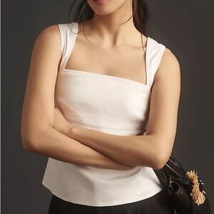 New white linen Anthropologie square neck tank!